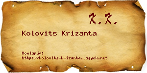 Kolovits Krizanta névjegykártya